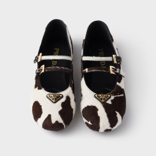 Printed leather ballerinas