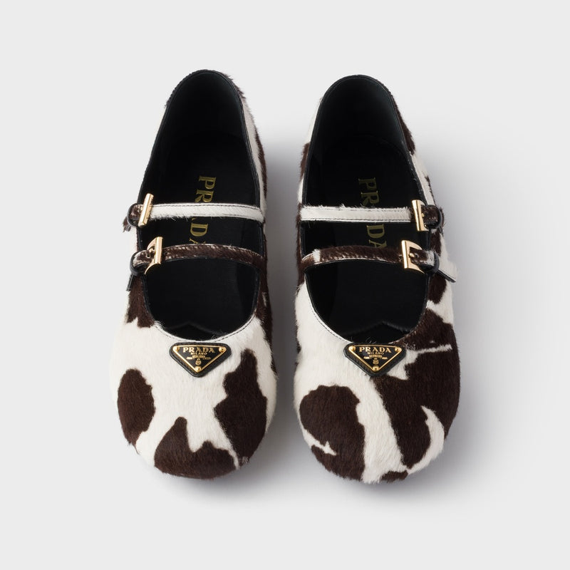 Printed leather ballerinas