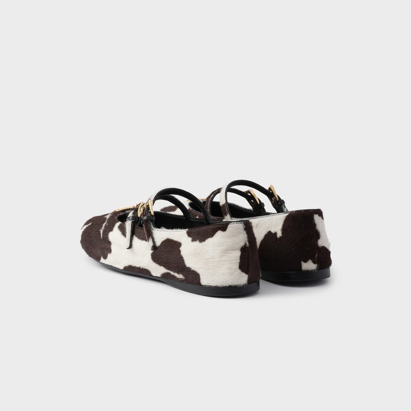 Printed leather ballerinas