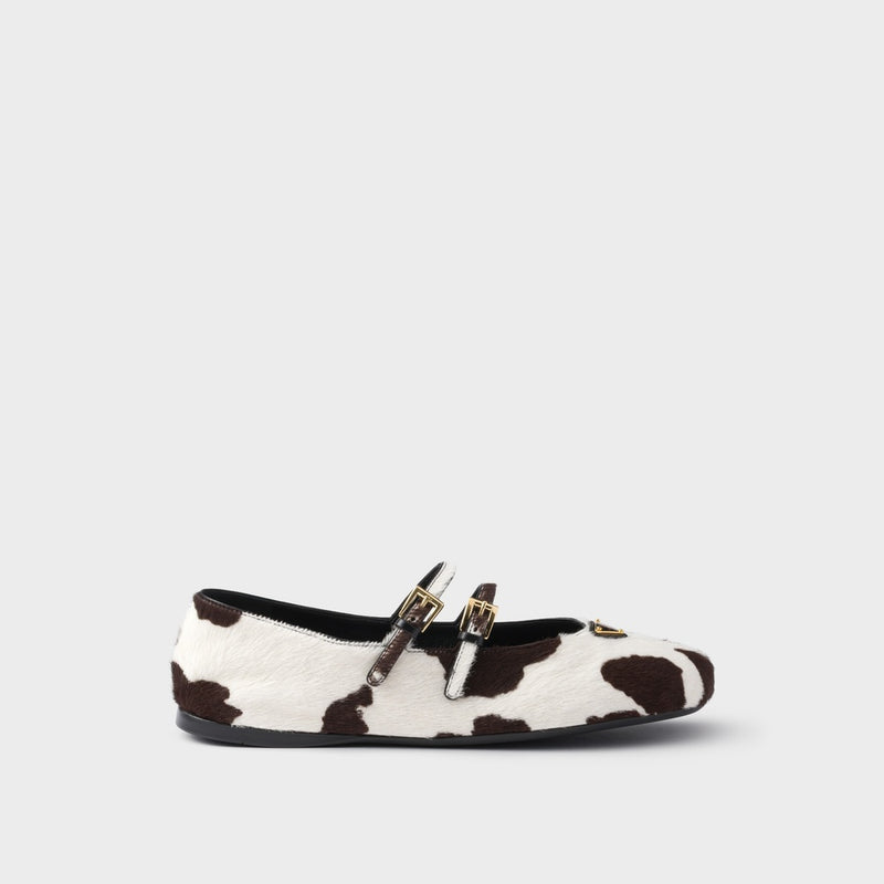 Printed leather ballerinas