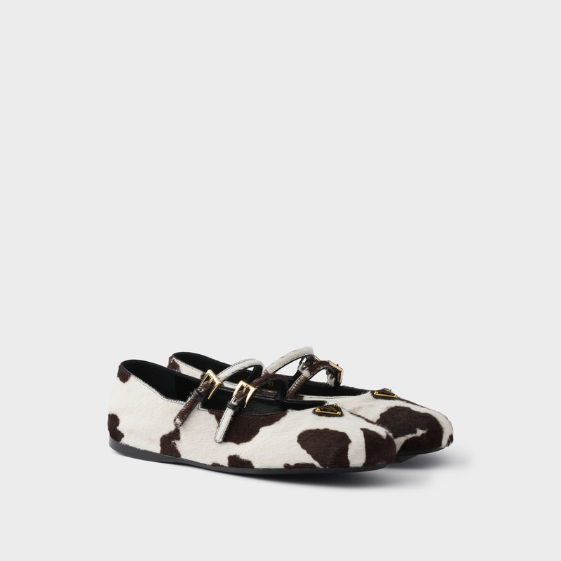 Printed leather ballerinas