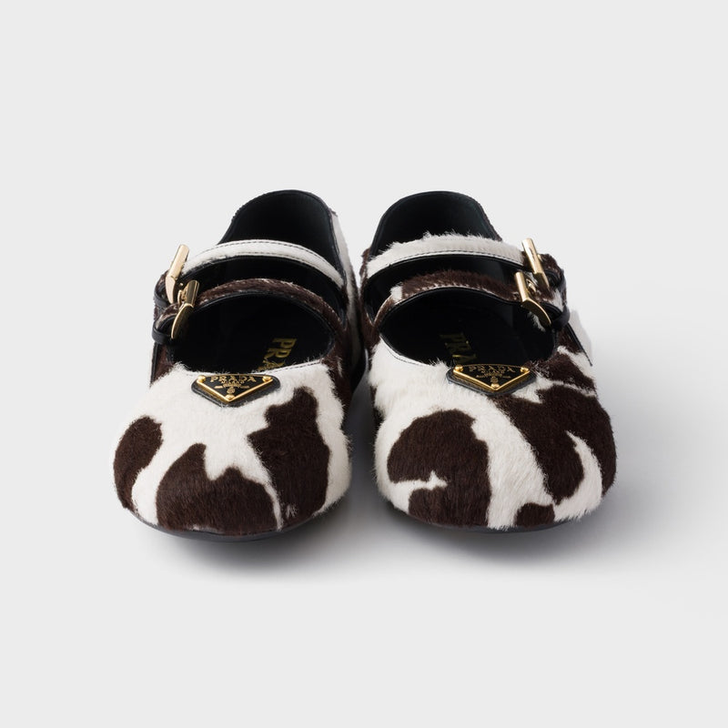 Printed leather ballerinas