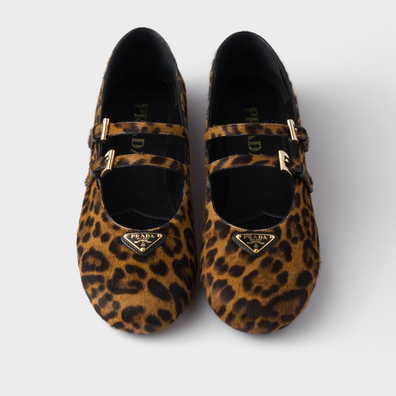 Printed leather ballerinas