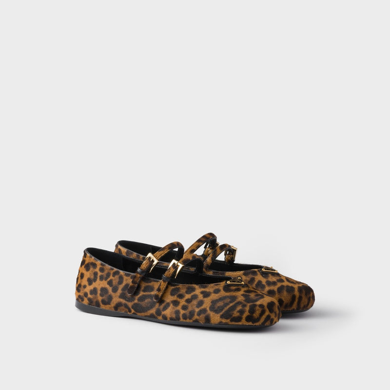 Printed leather ballerinas