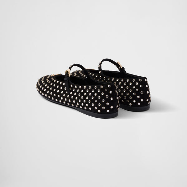 Suede ballerinas with crystals