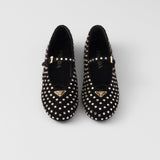 Suede ballerinas with crystals