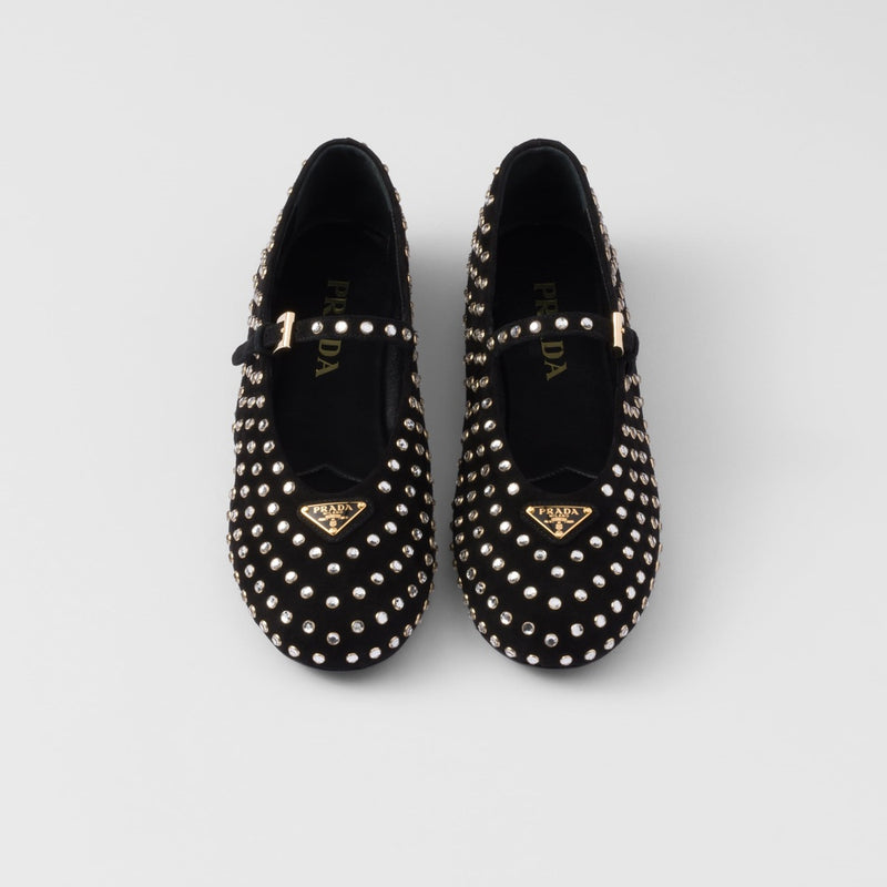 Suede ballerinas with crystals