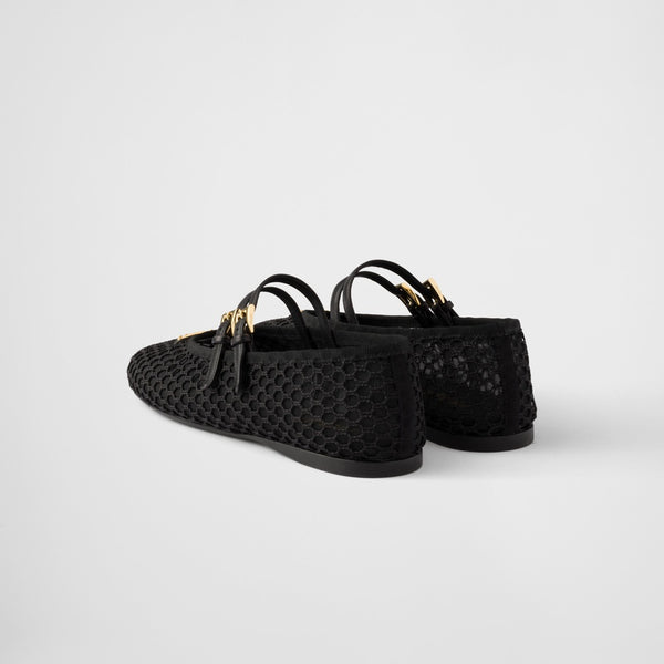 Mesh fabric ballerinas