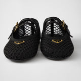 Mesh fabric ballerinas