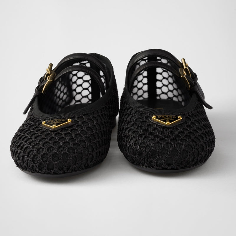 Mesh fabric ballerinas