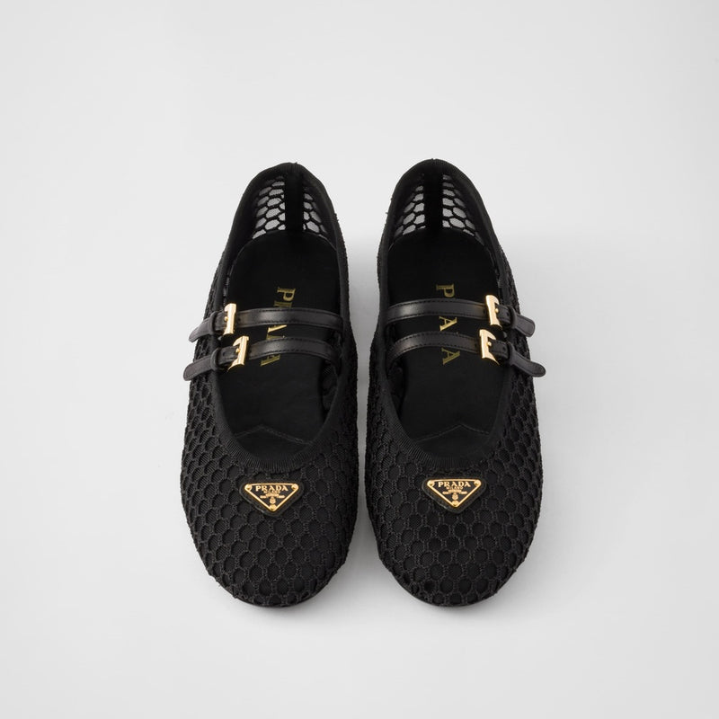 Mesh fabric ballerinas