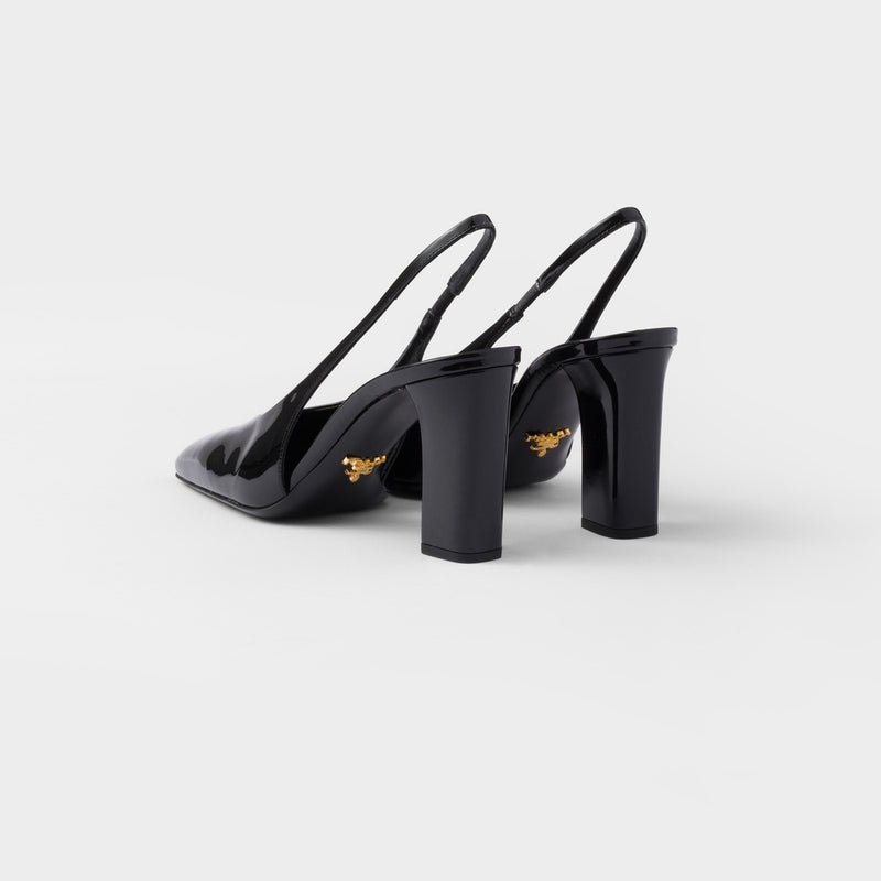 Patent leather slingback pumps