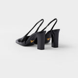 Patent leather slingback pumps