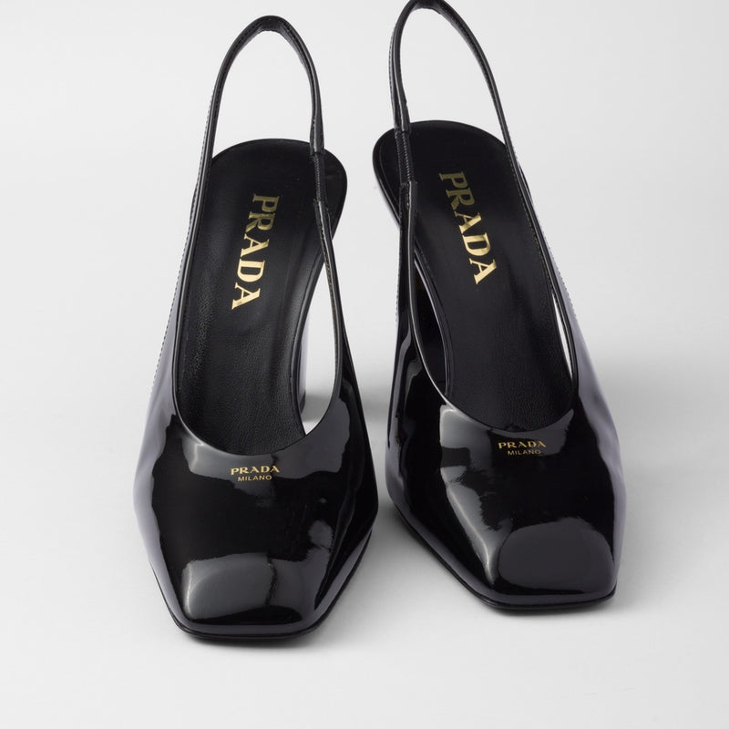 Patent leather slingback pumps