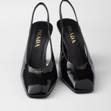 Patent leather slingback pumps