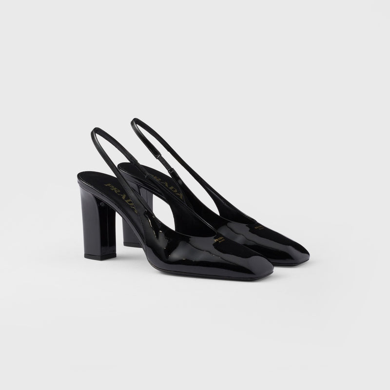 Patent leather slingback pumps
