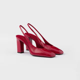Patent leather slingback pumps