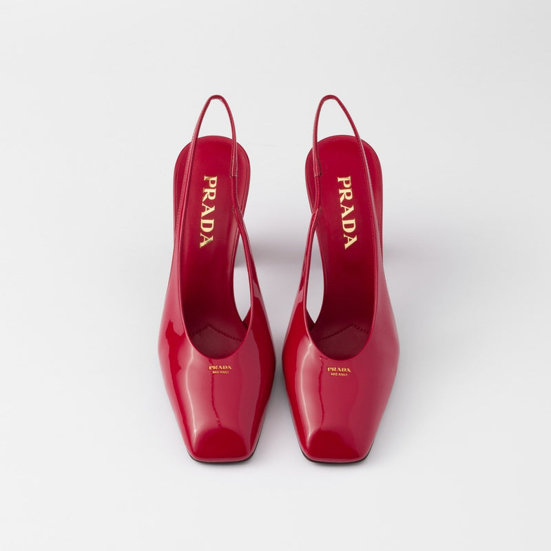 Patent leather slingback pumps