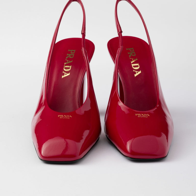 Patent leather slingback pumps