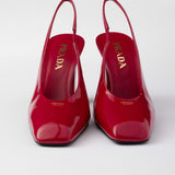 Patent leather slingback pumps