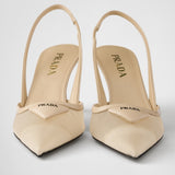 Mesh fabric slingback pumps