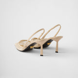 Mesh fabric slingback pumps