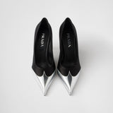 Satin and metallic leather pumps