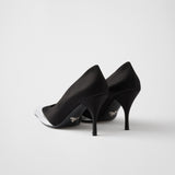 Satin and metallic leather pumps