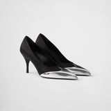 Satin and metallic leather pumps