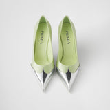 Satin and metallic leather pumps