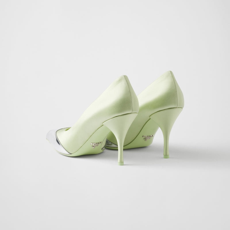 Satin and metallic leather pumps