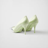 Satin and metallic leather pumps