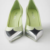 Satin and metallic leather pumps