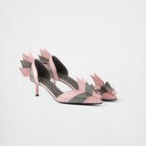 Two-tone patent leather D'Orsay pumps