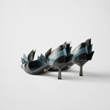 Two-tone patent leather D'Orsay pumps