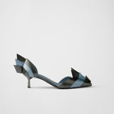 Two-tone patent leather D'Orsay pumps