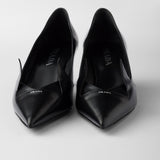 Two-tone brushed leather pumps