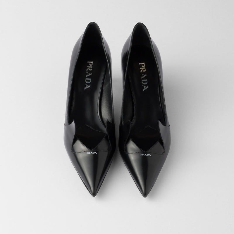 Two-tone brushed leather pumps