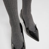 Two-tone brushed leather pumps