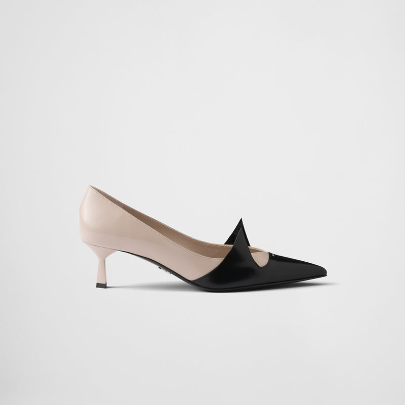 Two-tone brushed leather pumps