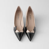 Two-tone brushed leather pumps