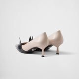 Two-tone brushed leather pumps