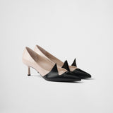 Two-tone brushed leather pumps