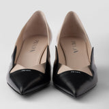 Two-tone brushed leather pumps