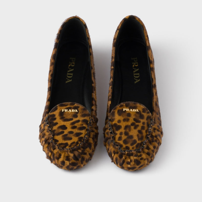 Printed leather ballerinas