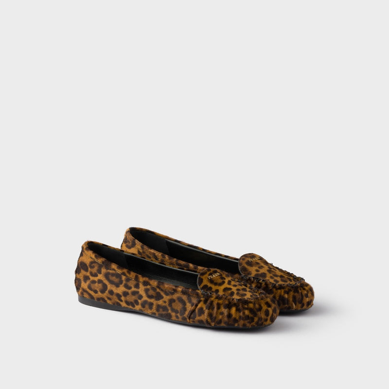 Printed leather ballerinas