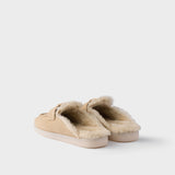 Suede and shearling mules