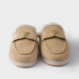 Suede and shearling mules