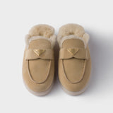 Suede and shearling mules