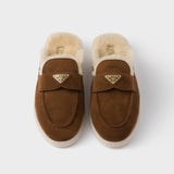 Suede and shearling mules